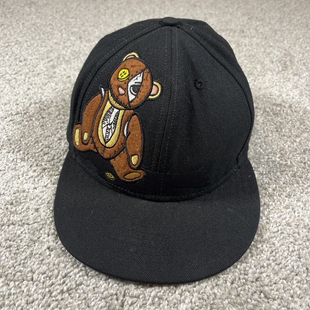 New Era 59Fifty Wool Animal Cannibal Tasty Bear Hat Size 7 5/8 Black Embroidered